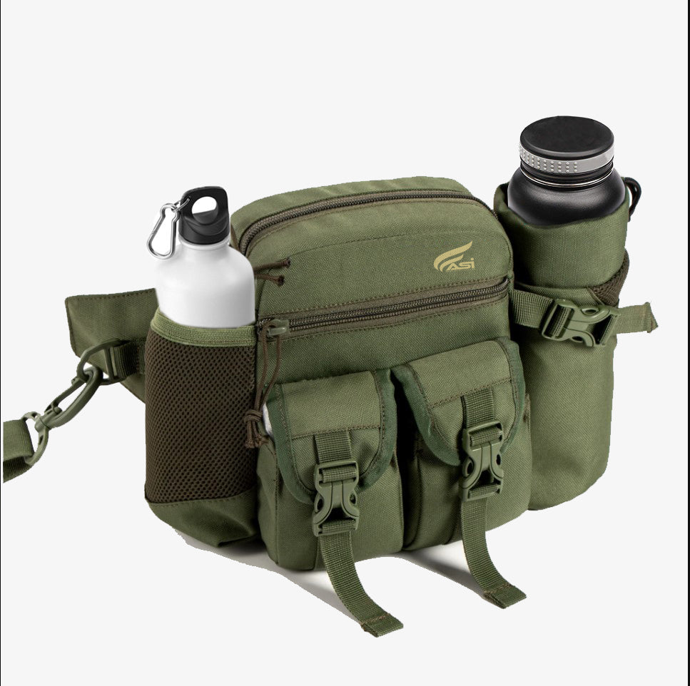 ASI Waist Pack With Detachable Bottle Holder – Multi-Utility Waist And Sling Bag For Hiking, Cycling, And Backpacking | Army Green