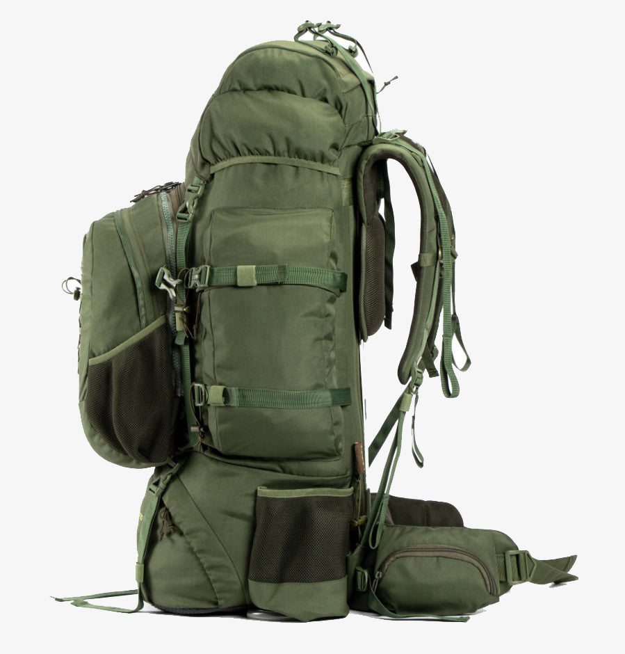 ASI Summit 90 Metal Frame Rucksack | Front Opening | Detachable Bag | Rain Cover | 90 Litres, Army Green