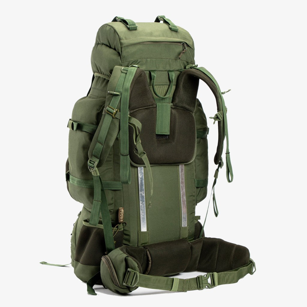 ASI Summit 90 Metal Frame Rucksack | Front Opening | Detachable Bag | Rain Cover | 90 Litres, Army Green