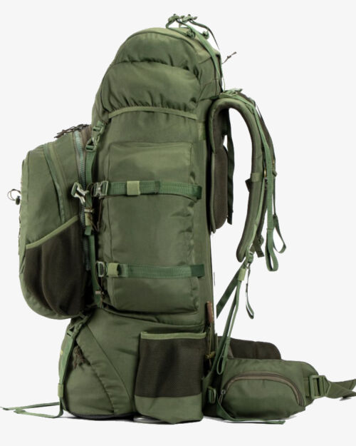 ASI Summit 90 Metal Frame Rucksack | Front Opening | Detachable Bag | Rain Cover | 90 Litres, Army Green
